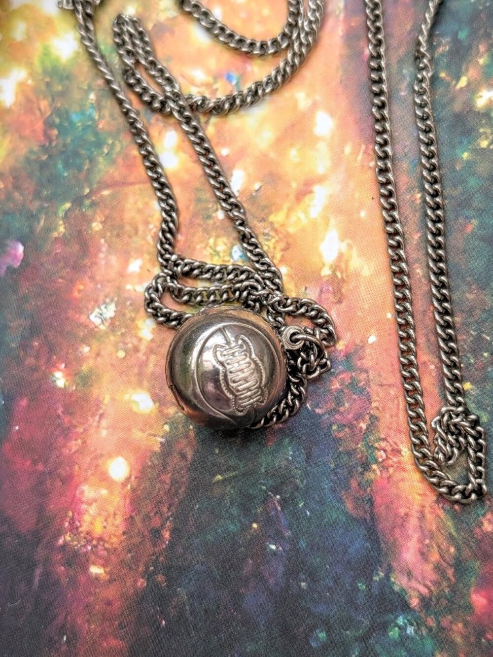 Vintage Silver Basketball necklace